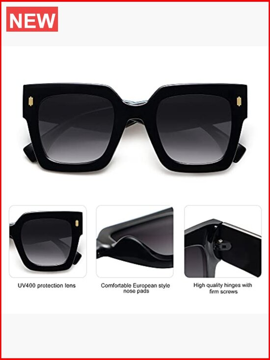 Vintage Oversized Square Sunglasses for Women, Luxury Big Large Sun Glasses